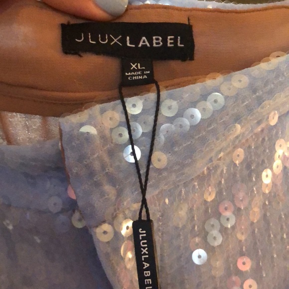 SOLD JLuxlabel BLUE BAGUETTE SEQUIN Trouser pants Sz XL - Picture 5 of 6